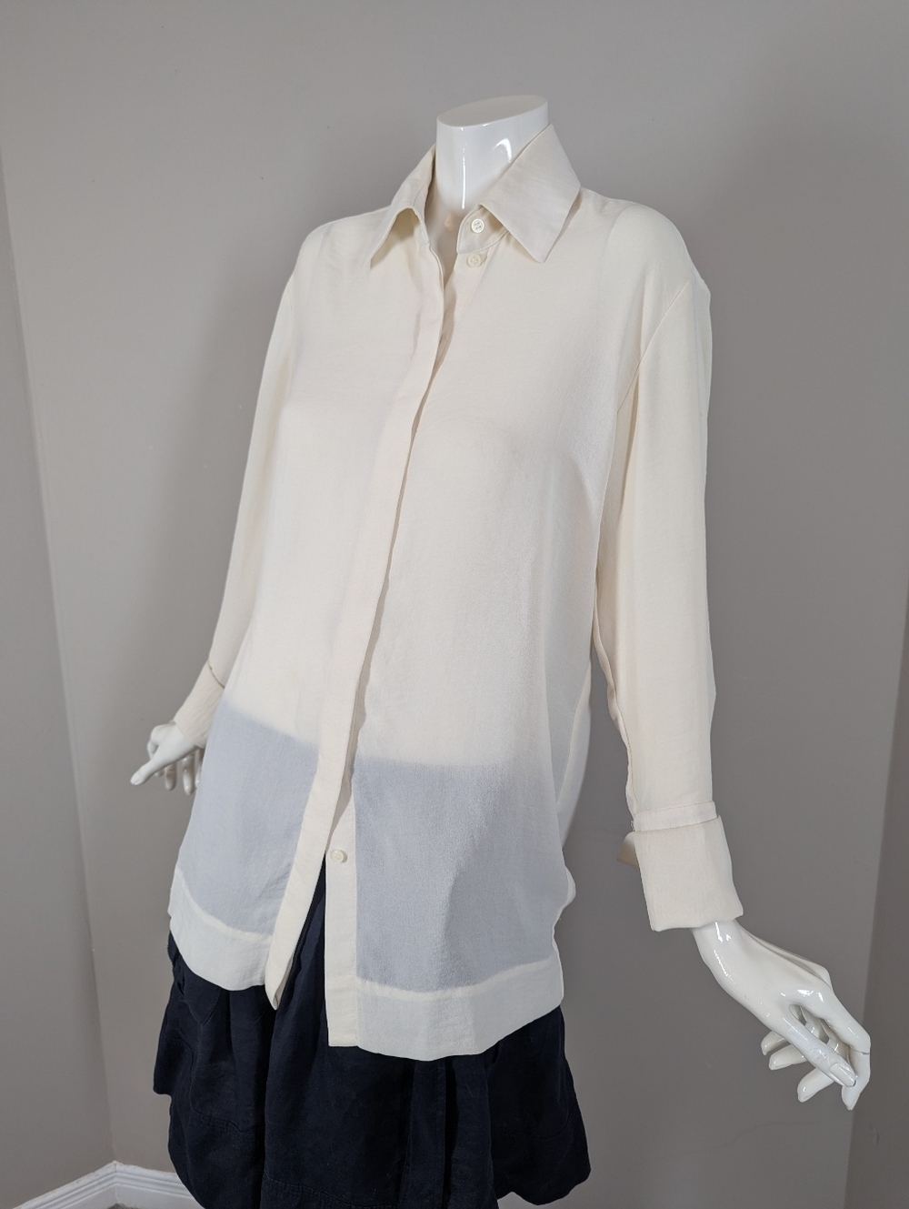 COS Cream Blouse Minimalist Button Up Shirt Oversized Chic Top Small